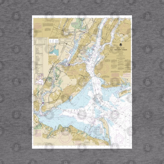 New York Harbor - Marine Navigation Nautical Chart by Vidision Avgeek